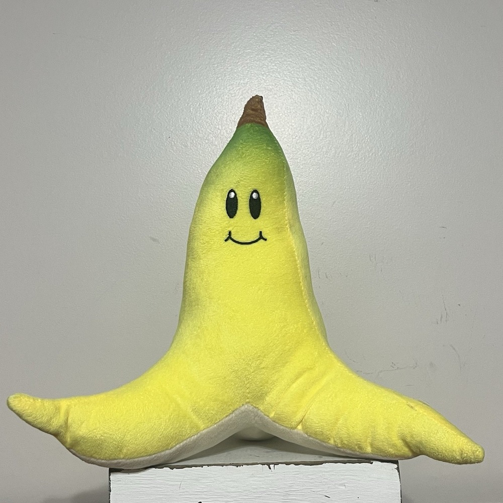 Official Super Mario Bros Banana Peel Mario Kart Soft Toy Nintendo Plush‎